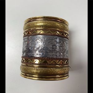 Gold bronze silver chunky Cuff bracelet
